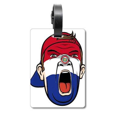 Imagem de Tampa de cabeça de maquiagem facial bandeira do Paraguai bolsa etiqueta cartão de bagagem etiqueta pendurada etiqueta de etiqueta, Multicolorido.