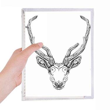 Imagem de Caderno de retrato de animais de veado com chifres longos, diário de folhas soltas, recarregável, papelaria
