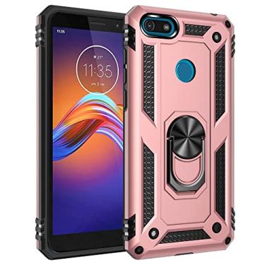 Imagem de Caso de capa de telefone de proteção Para Motorola Moto E6 Play Case Celular com caixa de suporte magnético, proteção à prova de choque pesada para Motorola Moto E6 Play (Color : Rose gold)