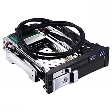 Imagem de Estojo de disco rígido interno de 5,25 polegadas com slot duplo 2,5 + 3,5 polegadas SATA HDD/SSD Gabinete Design sem ferramentas com 2 portas USB 3.0 Travas de segurança