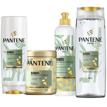 Imagem de Kit Pantene Bambu Shampoo Condicionador+Máscara+Creme De Pentear 4-Pro
