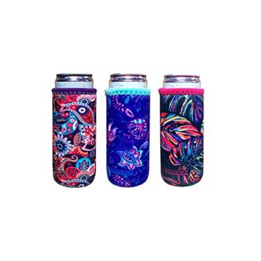 Imagem de Mini Koverz – lata de neoprene #1, garrafa, isolamento térmico de lata fina para garra branca, realmente, Michelob Ultra – Escolha seus estilos!, Tropics & Paisley 3-Pack, 3
