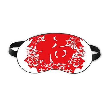 Imagem de Lanterna chinesa vermelha padrão tradicional sono escudo tapa-olhos macio noite sombra sombra