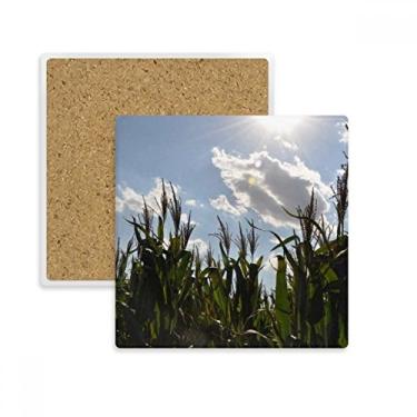 Imagem de Céu Azul Nuvens Porta-copos Branco Quadrado Porta-copos Caneca Subplaca Suporte de Pedra de Isolamento