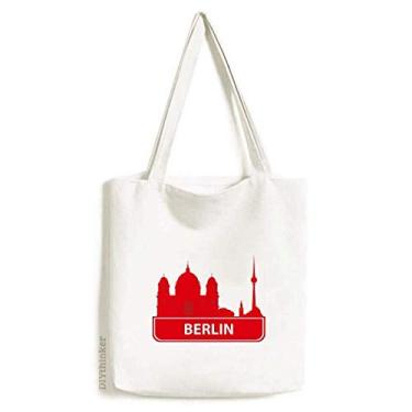 Imagem de Bolsa de lona com estampa de marco vermelho Berlim Alemanha bolsa de compras casual