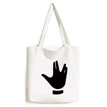 Imagem de Bolsa de lona com desenho de gesto preto bolsa de compras casual bolsa de mão