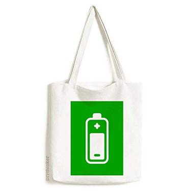 Imagem de Bolsa de lona com estampa de aviso quadrada verde e bolsa de compras casual