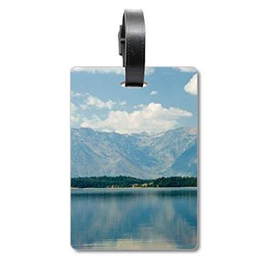 Imagem de Mountain River Forest Reflection Sky Cloud Mala com etiqueta para cartão de bagagem