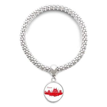 Imagem de DIYthinker Bracelete de prata da Catedral Vermelha de Moscou com pingente de corrente ajustável