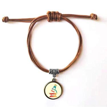 Imagem de DIYthinker Pulseira de couro com estampa de microscópio de desenho animado com cordão de couro marrom joia presente