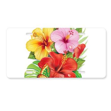 Imagem de DIYthinker Buquê de flores borboleta melhor desejo, placa de licença decoração de aço inoxidável para automóvel
