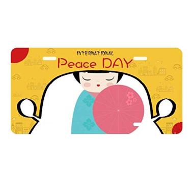 Imagem de DIYthinker Quimono azul Sakura Japão placa placa de carro decoração Dia da Paz