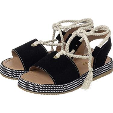 Imagem de Sandália Rasteira De Amarrar Sola De Vira Preto (37)