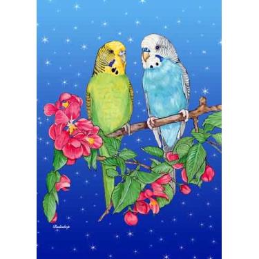 Imagem de Cartas de Natal Parakeet: 10 Cartas de Feriado com Envelopes Vermelhos - ADORÁVEL!
