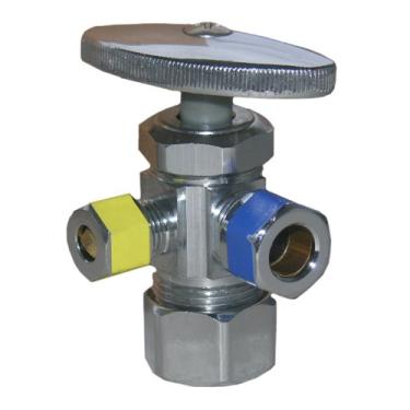 Imagem de LASCO 06-7321 Dual Outlet Valve, 1/2-Inch Iron Pipe Inlet X 3/8-Inch Compression Outlet X 3/8-Inch Compression Outlet, Chrome