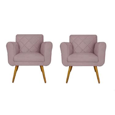 Imagem de Combo 02 Poltronas Estofadas Decorativas Para Quarto Closet Isabella Suede Rosê- LM DECOR
