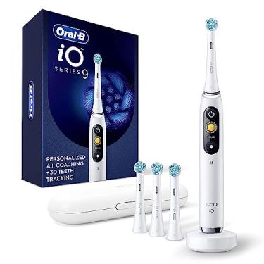 Imagem de Oral-B Escova de dentes elétrica iO Série 9 com 3 cabeças de escova de substituição, alabastro branco