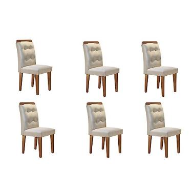 Imagem de Conjunto 6 Cadeiras Valentina Rufato Veludo Creme/Imbuia