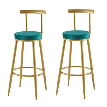 Imagem de Cadeiras de jantar cadeiras de sala de jantar, balcões de bar altos conjunto de 2 bancos de bar de veludo para café da manhã banquetas de jantar cadeiras de bar de altura fixa com apoio para os pés para bar de café da manhã, balcão, cozinha Tudo está bem