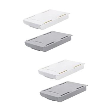 Imagem de Abaodam 4 Peças Perfuram O Recipiente De Armazenamento De Mesa Adesiva - Up De Área De Trabalho De Cozinha De Estilo Livre De Gaveta Expansível Escondida Sob Artigos De Papelaria