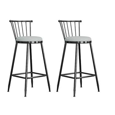 Imagem de Cadeiras de jantar cadeiras de sala de jantar bancos de bar pretos bancos de altura de balcão de meados do século Bancos de bar altos modernos de couro PU com encosto, bancos de ilha de cozinha conjunto de 1/2 tudo está bem