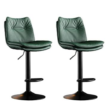 Imagem de Cadeiras de jantar cadeiras de sala de jantar banqueta de bar giratória, banco de bar de couro PU, altura ajustável com encosto e apoio para os pés para sala de jantar, ilha de cozinha, pub, bar, tudo está bem