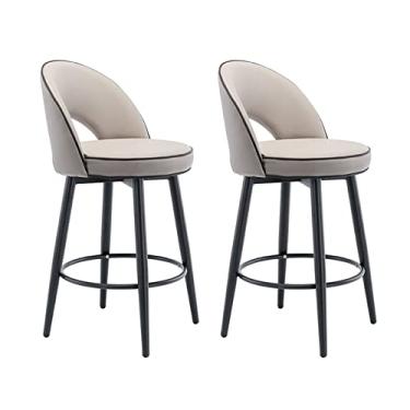 Imagem de Cadeiras de jantar cadeiras de sala de jantar banqueta giratória conjunto de 2, bancos estofados de couro PU premium com encosto para pub casa bar sala de jantar tudo está bem