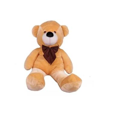 Imagem de Urso Gigante Pelúcia Grande Teddy 1,10 Metros - Laço Personalizado (Doce de Leite com laço Tabaco)