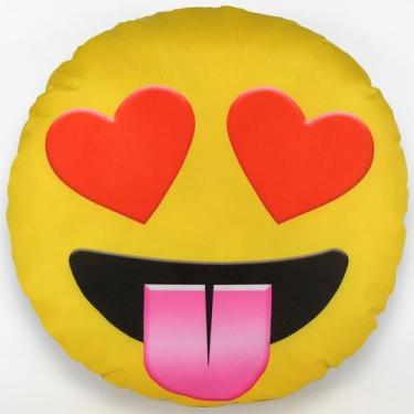 Imagem de Almofada Emoji Estampado 34X34 Cm Com Zíper Loucamente Apaixonado - Vi