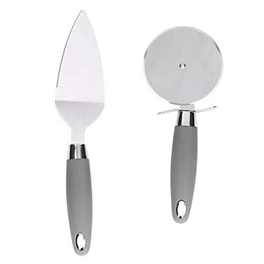 Imagem de Conjunto De Servidor De Pizza Com Roda De Pizza Com Alça Antiderrapante,2 Cortadores De Pizza, Roda De Corte De Pá De Pizza, Utensílios De Cozinha De Pizza De Aço Inoxidável