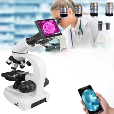 Imagem de Microscópio binocular profissional, equipamento de laboratório, 30000x, 4 * objetiva / 4 * ocular, com display, paquímetro vernier, conjunto de pesquisa, para ensino e pesquisa-30000X