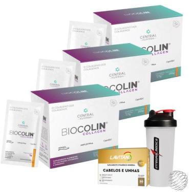 Imagem de Kit 03X Biocolin - Collagen 7G 30 Sachês - Central Nutrition + Cabelos