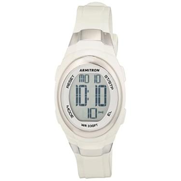 Imagem de Armitron Sport Relógio feminino com pulseira de resina com cronógrafo digital, 45/7034, Branco perolado, 45/7034PWT