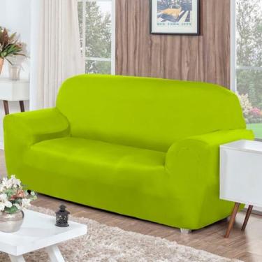 Imagem de Capa de Sofá 3 Lugares com Elástico Agarradinha em Tecido Malha Gel Cores Alegres (Pistache)