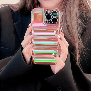 Imagem de Para baixo jaqueta silicone caso de telefone para iphone 14 11 12 13 14 pro max gradiente coloful o soprador macio à prova de choque capa, t4, para iphone 13pro