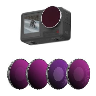 Imagem de Conjunto de filtros ND compatível com filtros de lente DJI Osmo Action 4 ND8/ND16/ND32/ND64, filtro de densidade neutra para acessórios de câmera Osmo Action 4, pacote com 4