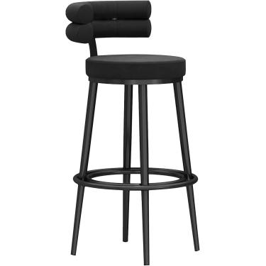 Imagem de Banco de bar familiar Banco alto Balcão de veludo Bancos de bar estofados Banco de bar alto de 25,6" Cadeiras de bar com altura de assento para cozinha Island Pub Verde 2 unidades, café, ver