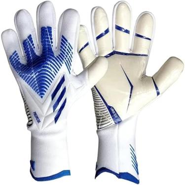Imagem de Luvas de goleiro, luvas de futebol juvenil, luvas de goleiro de futebol de látex masculino profissional, luvas de goleiro de futebol com proteção de dedos para treinamento e jogo Tamanho 7 E