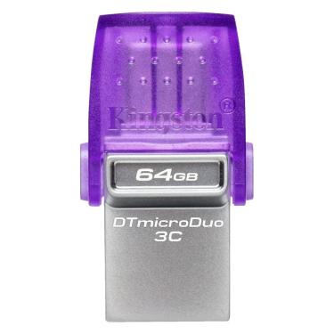 Imagem de Pendrive Kingston Data Traveler Microduo 3C 64GB / USB-A 3.2 / Tipo-C - Roxo