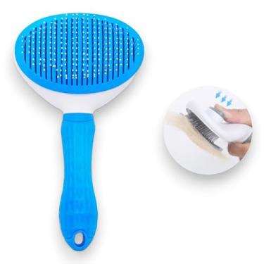Imagem de Escova Rasqueadeira Premium Automática: Removedora de Pelos Garante Higiene Máxima para Seu Pet (Cães e Gatos), Ideal para Todas as Raças - NEXUS MARKET (Azul)