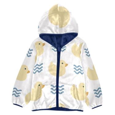 Imagem de KLL Bonito amarelo ruber animal pato azul água meninos jaqueta de lã menina jaqueta agasalho azul marinho inverno roupas de bebê menino 3T, Bonito amarelo ruber animal pato água azul, 5 Anos