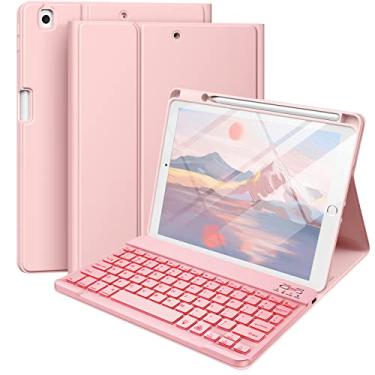 Imagem de Hamile Capa de teclado para iPad 9ª geração/8ª geração/7ª geração de 10,2 polegadas - Capa de teclado fólio removível retroiluminada com suporte para lápis para iPad Pro de 10,5 polegadas / iPad Air