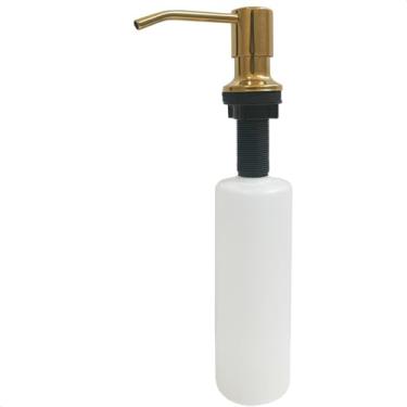 Imagem de Dona D Cor, Dispenser De Detergente Dourado Brilhoso 350ml De Embutir Bancada Cozinha Porta Sabonete Líquido Dosador Aço Inox 304 Embutido Pia Cuba Gold
