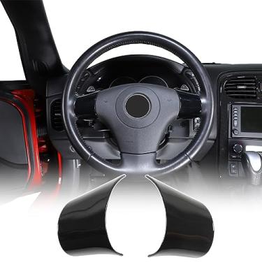 Imagem de Adesivo ABS para moldura de botão de volante de carro para Chevrolet Corvette C6 2005-2013 Acessórios de decoração de volante interior (estilo B - preto brilhante)