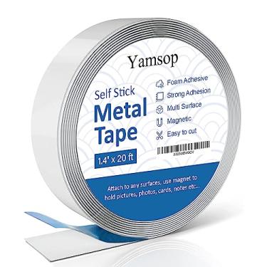 Imagem de Yamsop Fita de metal autoadesiva, tira de metal para ímãs, rolo de fita de metal autoadesivo para ímãs