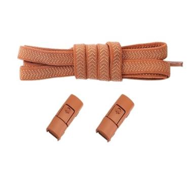 Imagem de No Tie Shoelaces Elastic Men And Women Casual Shoes Lazy Shoe Laces Colorful Press Metal Lock Flats Shoelace Accessories (Color : Brown)