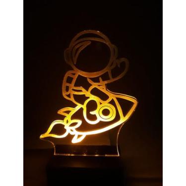 Imagem de Luminária Decorativa Abajur Led Astronauta Foguete Personalizada C/ No