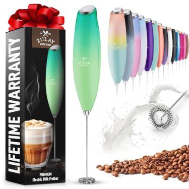 Imagem de Zulay Poderoso espumador de leite para café com motor potente - batedor elétrico portátil, espuma de leite, mini misturador e espumador de café para latte, matcha, sem suporte - spray oceânico