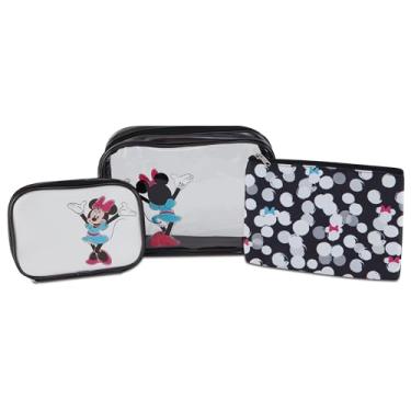 Imagem de Conjunto de estojo cosmético Mickey Mouse - Estojo de cosméticos de viagem oficialmente licenciado Mickey e Minnie Mouse conjunto de 3 peças - meninas, meninos, adolescentes, adultos, Minnie preta