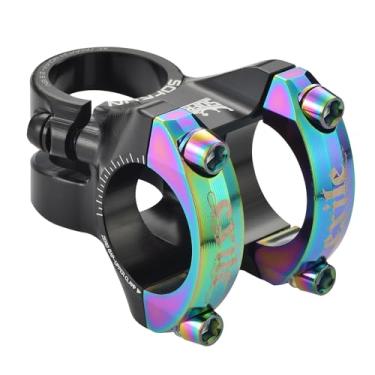 Imagem de SOFRON Haste de bicicleta de 31,8 x 28,6 mm, haste curta MTB, suporte de guidão para mountain bike, haste de bicicleta de 35 mm, liga de alumínio CNC ultraleve, preto liso